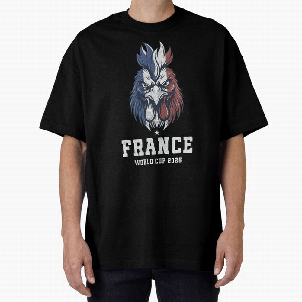 France Football World Cup 2026 Rooster Mascot Art Oversized T-Shirt Elevate Match Day Hype around FIFA World Cup 2026 USA Canada Mexico, CR7 and Messi, England, Fan Favorite Moments, National Team Passion, Big Match Drama and Soccer History; Built