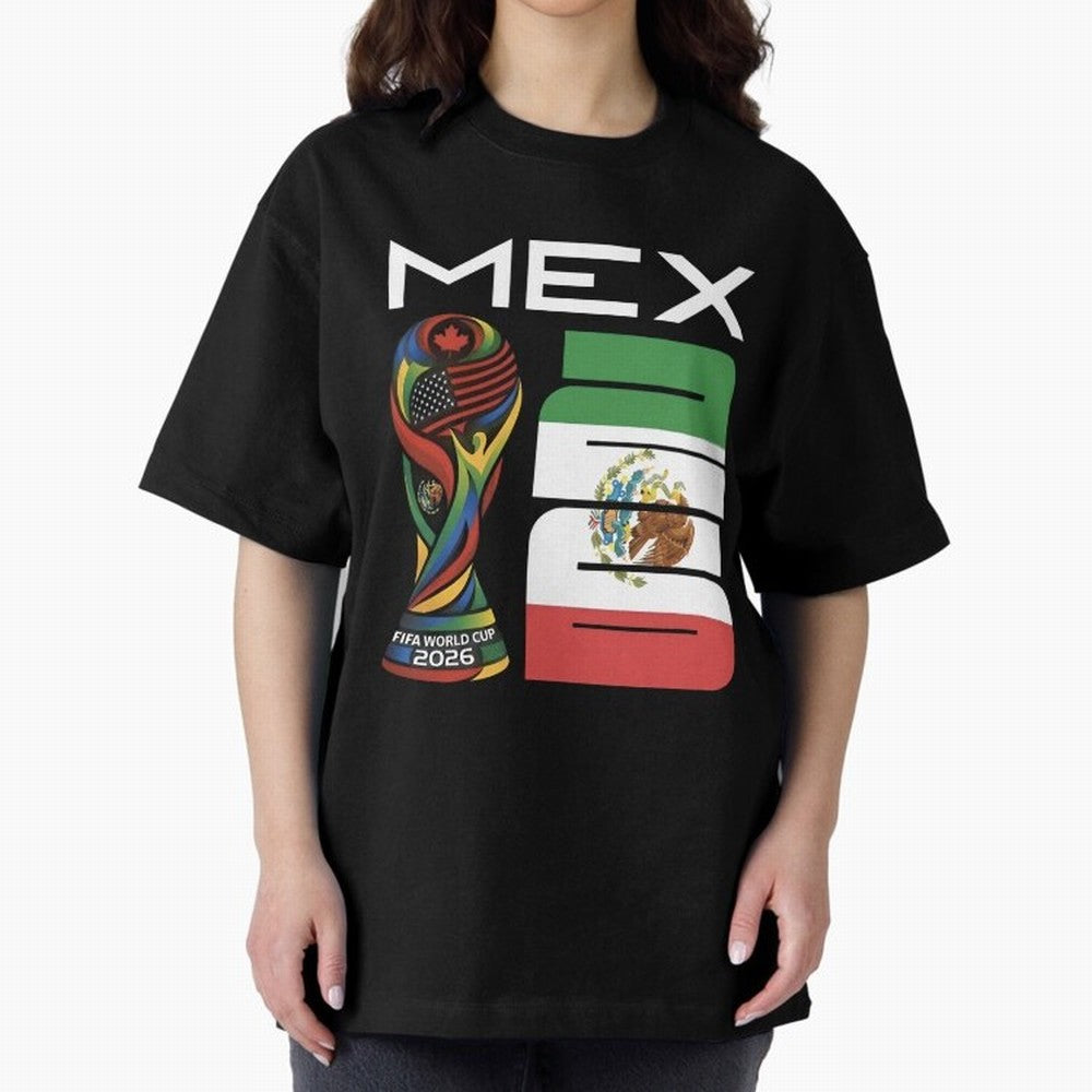 Mexico World Cup 2026 Host City Football Design Oversized T-Shirt Relive Legendary Nights from Match Day Hype around FIFA World Cup 2026 Group Stage, Neymar, Argentina, France and Brazil, Fan Favorite Moments, National Team Passion, Big Match Drama