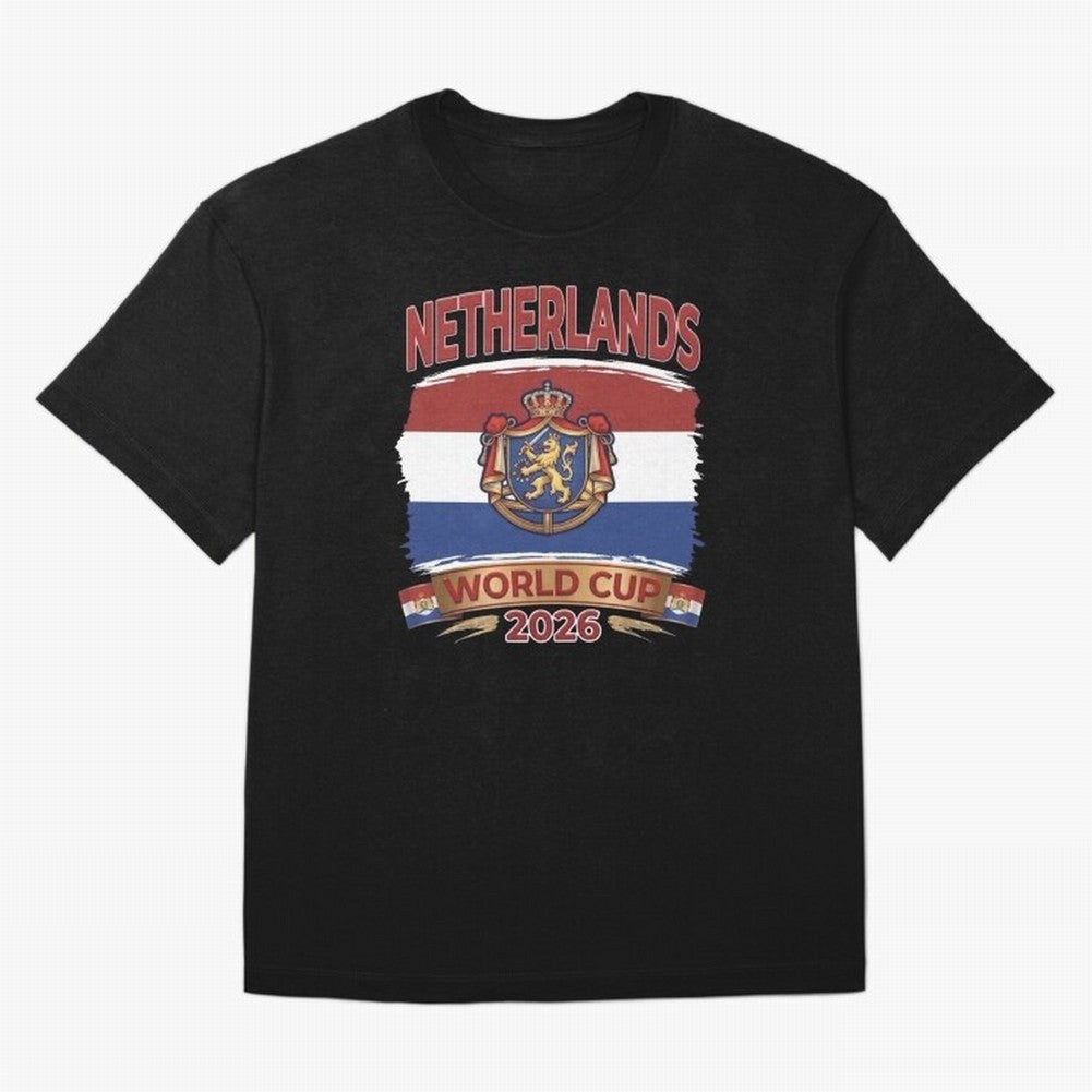 Netherlands World Cup 2026 Coat of Arms Football Design Oversized T-Shirt Cheer through Every Moment of FIFA World Cup 2026 USA Canada Mexico Spirit, Inspired by France, Neymar, Haaland and Cristiano Ronaldo, Worldwide Fan Energy, Dramatic Goals,