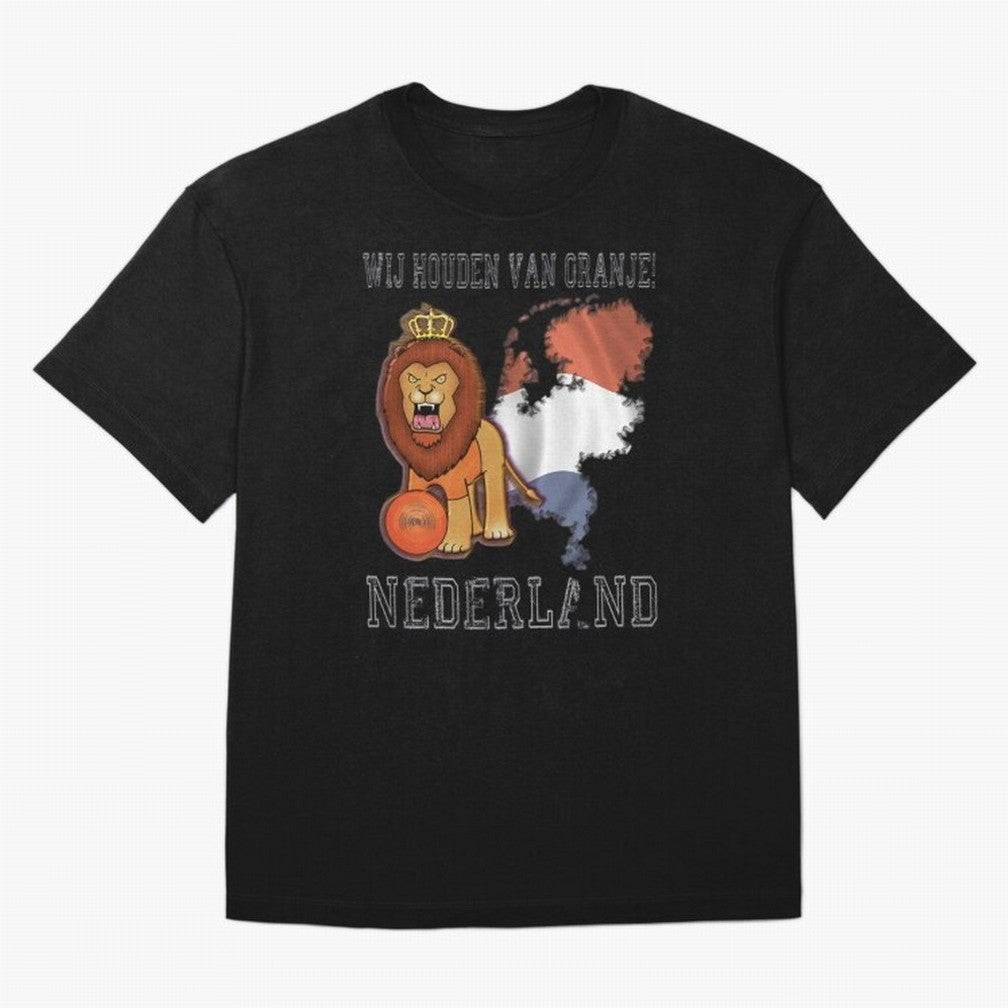 Dutch Pride Lion - Netherlands Football Fans Oranje Oversized T-Shirt Bring FIFA World Cup 2026 Group Stage for Fans of Messi and Argentina, France and Brazil, Bringing Championship Spirit, Famous Goals, Roaring Crowds and International Football