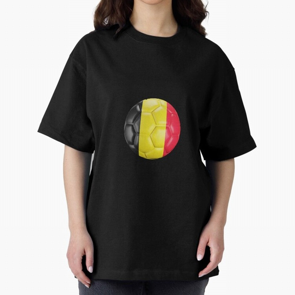 Belgium Football Ball Oversized T-Shirt Show Up for the Glory of FIFA World Cup 2026 USA Canada Mexico Connected to Messi, Neymar and Mbappe, Spain and Netherlands Energy, Classic Soccer Heritage, Championship Pressure, Fan Loyalty and