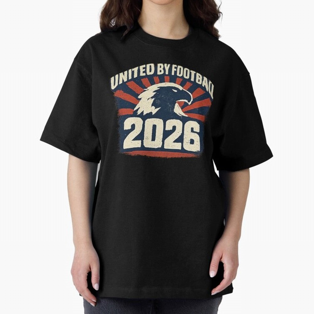 United By Football 2026 Vintage Soccer Fan USA T-Shirt Oversized T-Shirt Feel FIFA World Cup 2026 USA Canada Mexico Spirit, Driven by Brazil, Haaland, Retro Football Energy, Iconic Rivalries, Trophy Chase Drama and Stadium Atmosphere; Ideal for