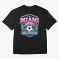 Miami 2026 Host City Emblem Soccer Football Events Oversized T-Shirt Cheer for FIFA World Cup 2026 Group Stage for Fans of Haaland and Brazil, Portugal and Argentina, Bringing Football History, Final Match Energy, Crowd Noise and Once in a Lifetime