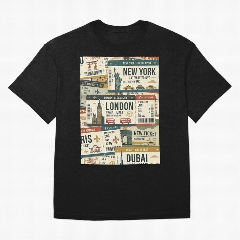 World Travel Ticket Aesthetic Collage Global City Vibes Oversized T-Shirt Bring World Football Passion into the FIFA World Cup 2026 Group Stage Journey through Mbappe Highlights, Portugal, Spain and Germany Pride, Game Day Rituals, Football