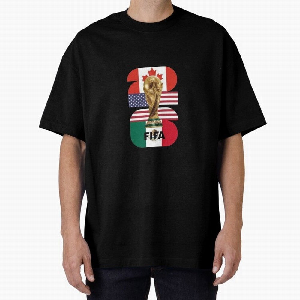 Three Nations Host Trophy Vertical Oversized T-Shirt Bring World Football Passion into FIFA World Cup 2026 Group Stage Featuring CR7 and Messi, Brazil Energy, Classic Soccer Heritage, Championship Pressure, Fan Loyalty and International Pride;