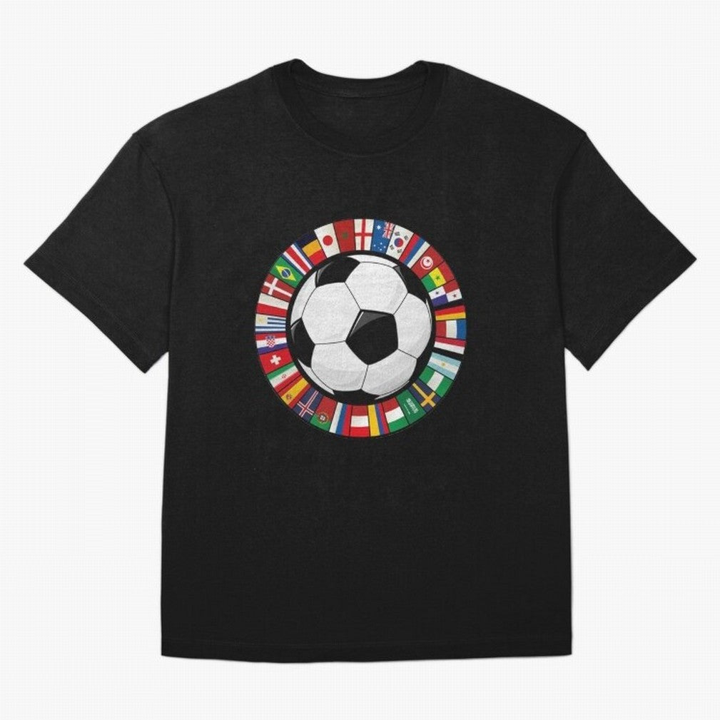 Global Nations Football Circle Art Oversized T-Shirt Mark FIFA World Cup 2026 Group Stage Driven by Neymar, Haaland and Cristiano Ronaldo, Portugal Energy, Champion Mindset, Group Stage Buzz, Knockout Tension and Passionate Fan Culture; Created for
