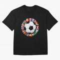 Global Nations Football Circle Art Oversized T-Shirt Mark FIFA World Cup 2026 Group Stage Driven by Neymar, Haaland and Cristiano Ronaldo, Portugal Energy, Champion Mindset, Group Stage Buzz, Knockout Tension and Passionate Fan Culture; Created for