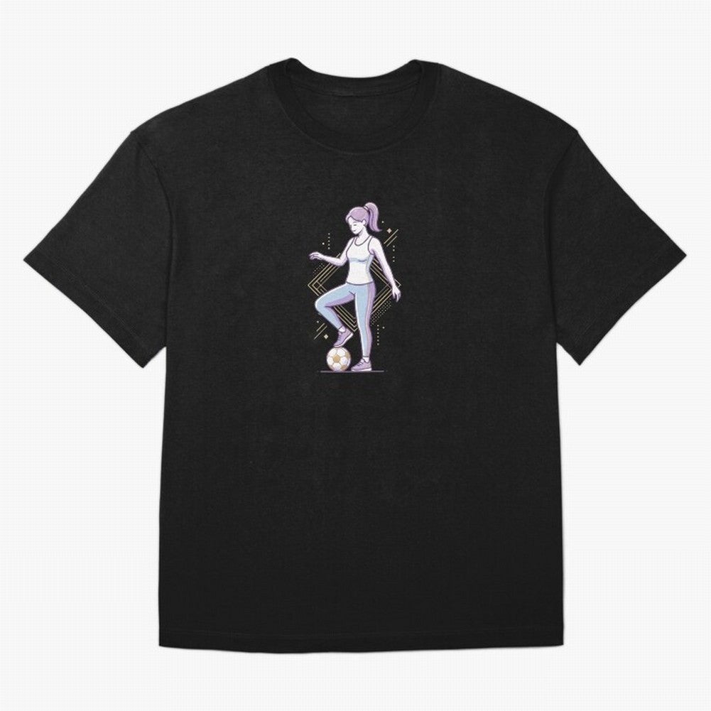 Female Soccer Player Athlete Line Art Oversized T-Shirt Carry FIFA World Cup 2026 USA Canada Mexico for Fans of Messi and Cristiano Ronaldo and England, France and Netherlands, Bringing Global Supporter Spirit, Legendary Goals, National Colors and