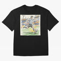 Dynamic Soccer Power Kick - Blue & White Jersey Style Oversized T-Shirt Treasure Global Football Passion for FIFA World Cup 2026 USA Canada Mexico, with CR7, Portugal, Spain and Germany, Supporter Pride, Iconic Celebrations, Legendary Names and
