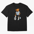 Argentina Soccer Bear World Cup Teddy Bear Oversized T-Shirt Honor Football Greatness during Global Football Passion for FIFA World Cup 2026 Group Stage, Capturing Haaland, Brazil, Sports Nostalgia, International Competition, Famous Players and