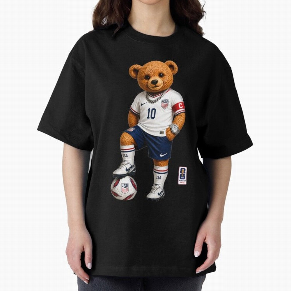 USA Soccer Bear World Cup 2026 Teddy Bear Oversized T-Shirt Show Fan Pride Across FIFA World Cup 2026 Group Stage Spirit, Driven by Brazil, Messi, Neymar and Mbappe, Tournament Hype, Historic Matchups, Family Viewing Parties and Global Sports