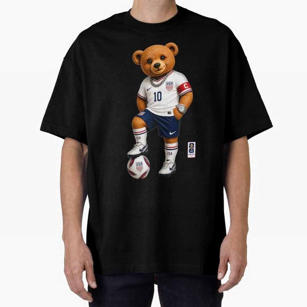 USA Soccer Bear World Cup 2026 Teddy Bear Oversized T-Shirt Show Fan Pride Across FIFA World Cup 2026 Group Stage Spirit, Driven by Brazil, Messi, Neymar and Mbappe, Tournament Hype, Historic Matchups, Family Viewing Parties and Global Sports