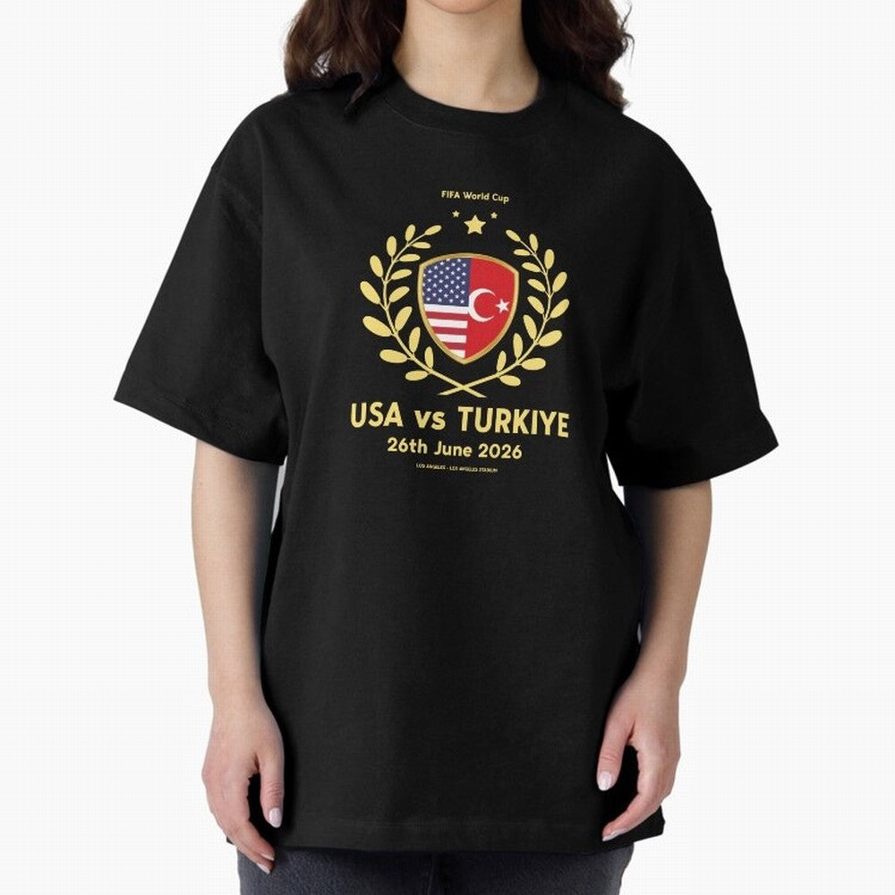 Copy of FIFA World Cup - USA v Turkiye Oversized T-Shirt Elevate Global Football Passion for FIFA World Cup 2026 Group Stage, Made for Mbappe and Neymar, Portugal, Spain and Germany, Sports Nostalgia, International Competition, Famous Players and