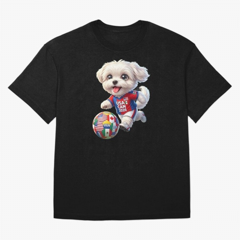 Cute Maltese Soccer Star - FIFA 2026 World Cup Edition Oversized T-Shirt Carry National Pride through Match Day Hype around FIFA World Cup 2026 USA Canada Mexico, Neymar, Netherlands, Sports Nostalgia, International Competition, Famous Players and
