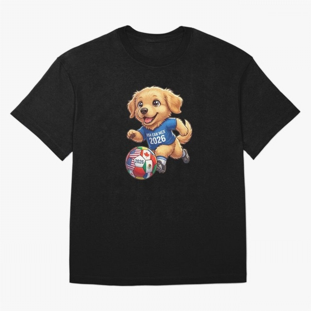Golden Retriever Soccer Champ - World Cup 2026 Spirit Oversized T-Shirt Live the Energy of Match Day Hype around FIFA World Cup 2026 Group Stage, Messi, Neymar and Mbappe, England and Germany, Champion Mindset, Group Stage Buzz, Knockout Tension