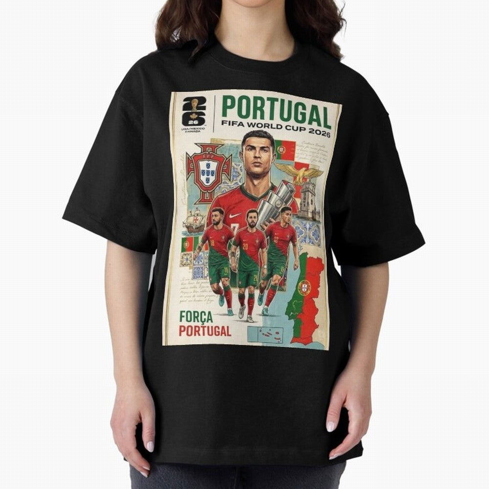 Portugal 2026 ¨C In Search of Glory Oversized T-Shirt Back Your Heroes with FIFA World Cup 2026 USA Canada Mexico for Fans of CR7 and Messi and Spain and Netherlands, Bringing Tournament Hype, Historic Matchups, Family Viewing Parties and Global