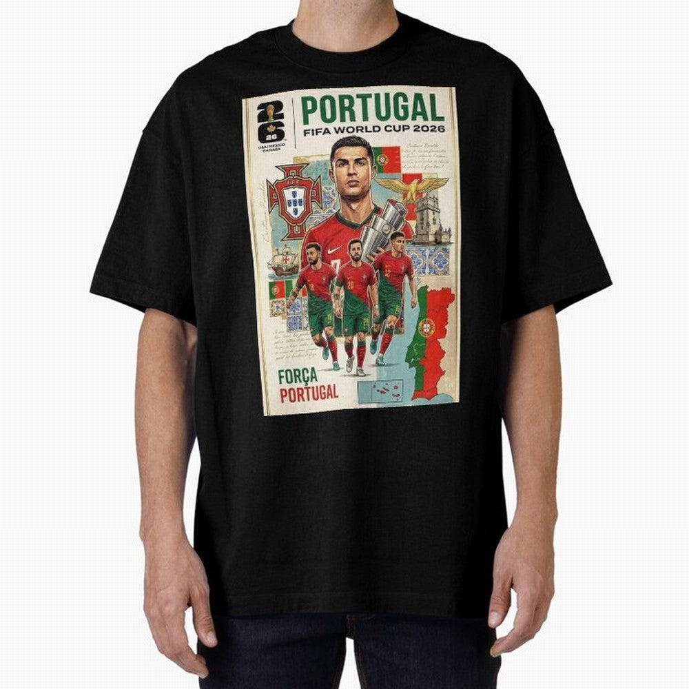 Portugal 2026 ¨C In Search of Glory Oversized T-Shirt Back Your Heroes with FIFA World Cup 2026 USA Canada Mexico for Fans of CR7 and Messi and Spain and Netherlands, Bringing Tournament Hype, Historic Matchups, Family Viewing Parties and Global