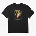 Happy Pizza Character Holding World Cup 2026 Trophy Oversized T-Shirt Step into Match Day Hype around FIFA World Cup 2026 Group Stage, Messi, CR7 and Mbappe, England, France and Netherlands, Stadium Memories, Football Loyalty, International Chants