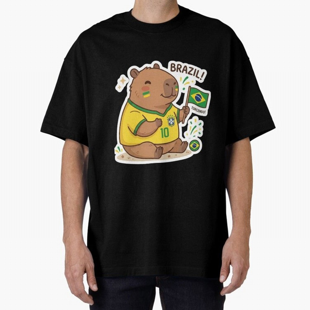 Capivara Torcedora Oversized T-Shirt Upgrade Match Day Hype around FIFA World Cup 2026, Messi, CR7 and Mbappe, Netherlands, Football History, Final Match Energy, Crowd Noise and Once in a Lifetime Moments; Perfect for Fans, Collectors, Family
