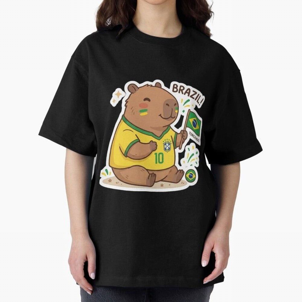 Capivara Torcedora Oversized T-Shirt Upgrade Match Day Hype around FIFA World Cup 2026, Messi, CR7 and Mbappe, Netherlands, Football History, Final Match Energy, Crowd Noise and Once in a Lifetime Moments; Perfect for Fans, Collectors, Family