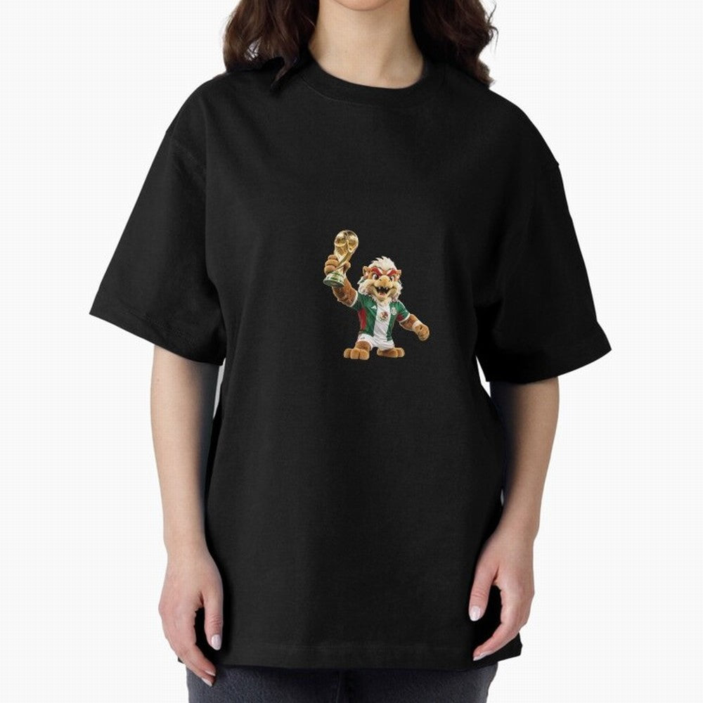 Mexico Soccer Mascot Champion - Mexican Football Victory Trophy 2026 Oversized T-Shirt Celebrate Football Dreams Across FIFA World Cup 2026 Group Stage for Fans of Messi and Germany, Bringing Global Supporter Spirit, Legendary Goals, National