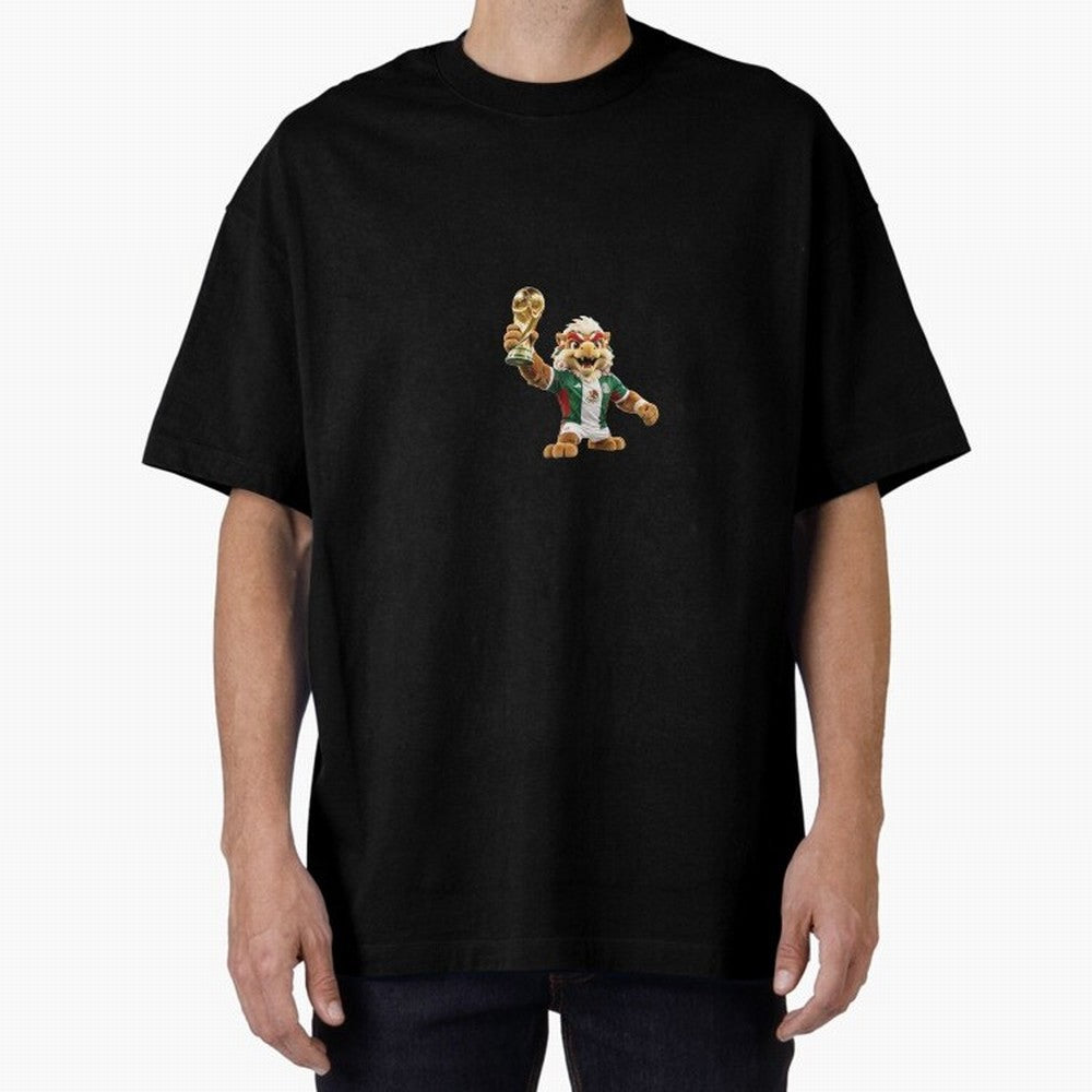 Mexico Soccer Mascot Champion - Mexican Football Victory Trophy 2026 Oversized T-Shirt Celebrate Football Dreams Across FIFA World Cup 2026 Group Stage for Fans of Messi and Germany, Bringing Global Supporter Spirit, Legendary Goals, National