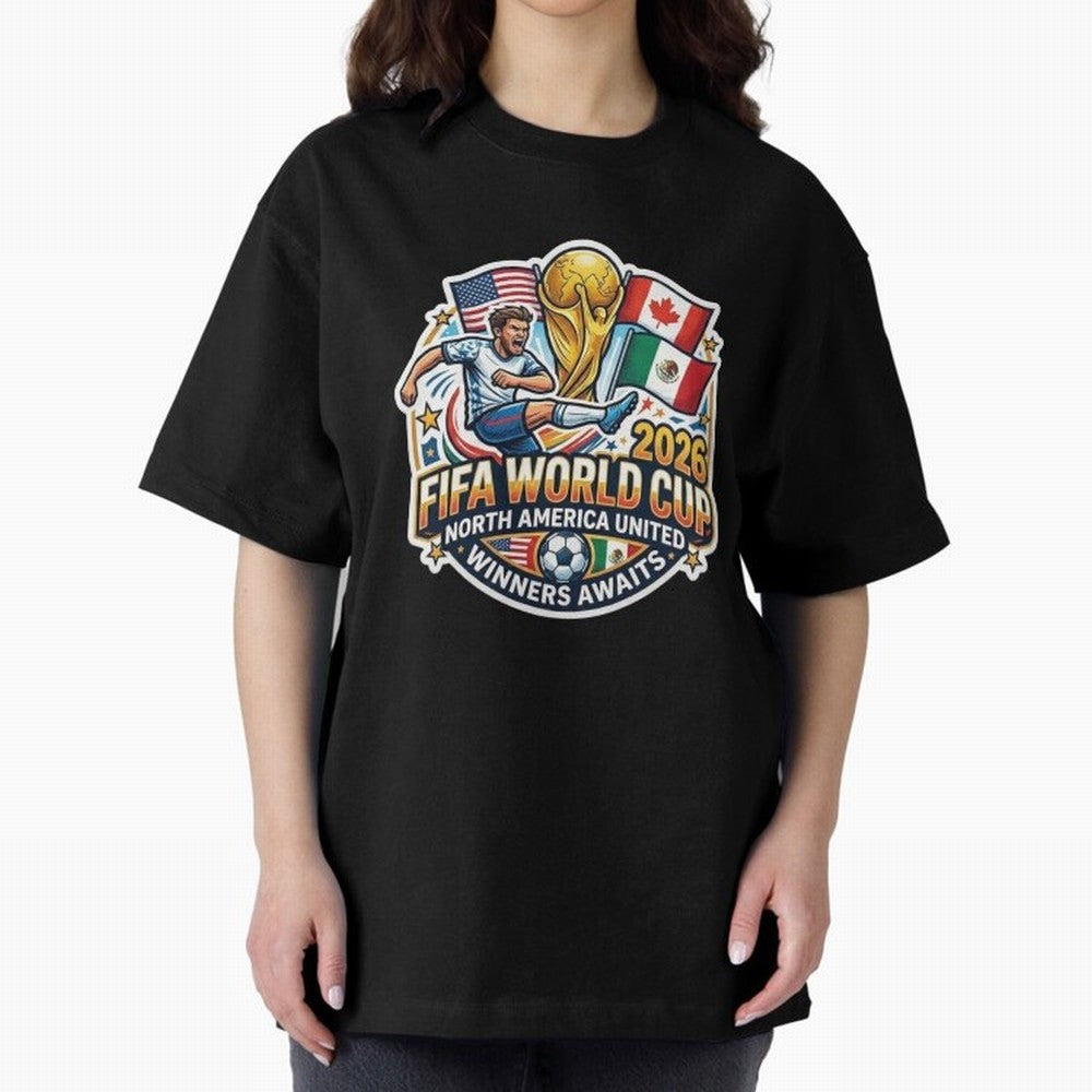 FIFA World Cup 2026 North America United Oversized T-Shirt Show Fan Pride Across Match Day Hype around FIFA World Cup 2026 USA Canada Mexico, Cristiano Ronaldo, Haaland and CR7, Portugal, Supporter Pride, Iconic Celebrations, Legendary Names and