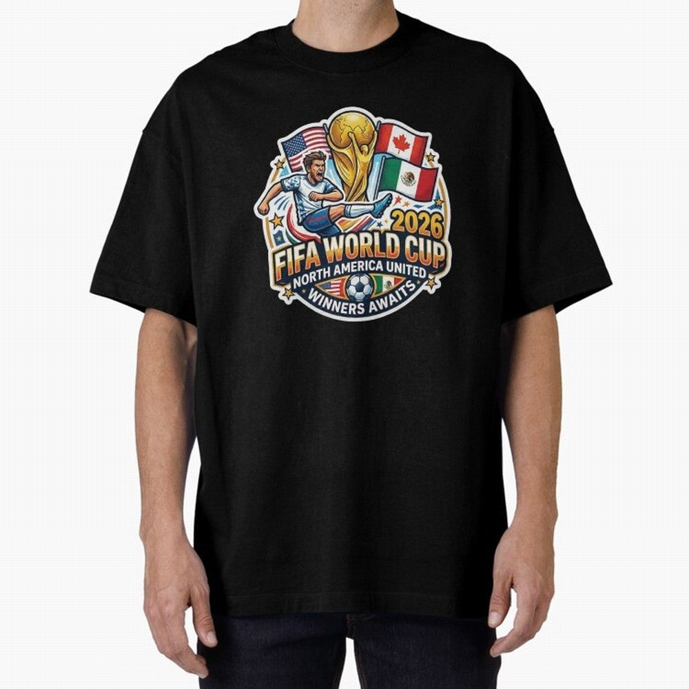 FIFA World Cup 2026 North America United Oversized T-Shirt Show Fan Pride Across Match Day Hype around FIFA World Cup 2026 USA Canada Mexico, Cristiano Ronaldo, Haaland and CR7, Portugal, Supporter Pride, Iconic Celebrations, Legendary Names and
