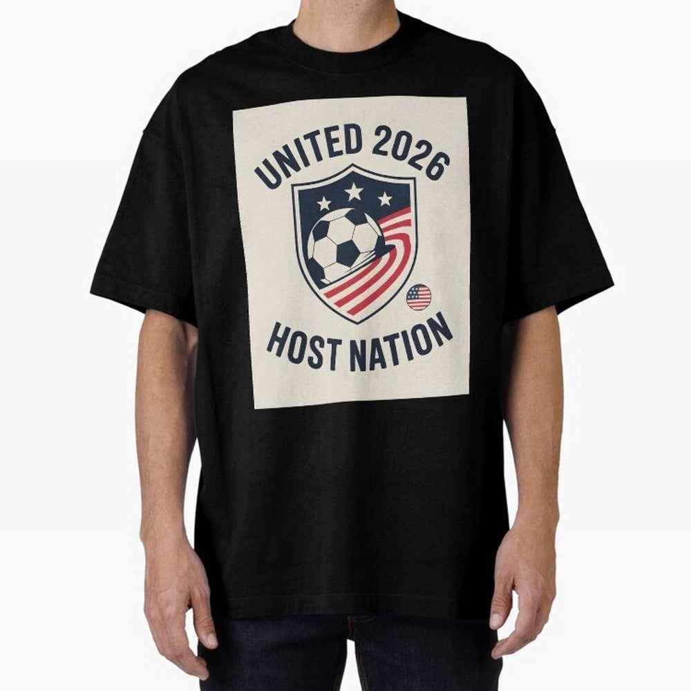 United 2026 USA World Cup Host Nation Soccer Crest T-Shirt Oversized T-Shirt Honor Football Greatness during FIFA World Cup 2026 Group Stage Driven by CR7, England and Germany Energy, Football Festival Excitement, Trophy Ambitions, Country