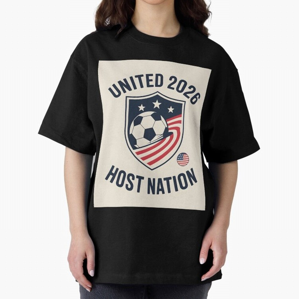 United 2026 USA World Cup Host Nation Soccer Crest T-Shirt Oversized T-Shirt Honor Football Greatness during FIFA World Cup 2026 Group Stage Driven by CR7, England and Germany Energy, Football Festival Excitement, Trophy Ambitions, Country