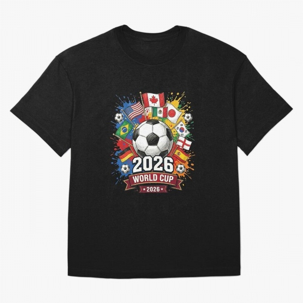 2026 World Cup Soccer Flags Graphic Oversized T-Shirt Show Love for Legendary Goals in Match Day Hype around FIFA World Cup 2026, Mbappe, England, Sports Nostalgia, International Competition, Famous Players and Unforgettable Victories; Perfect for