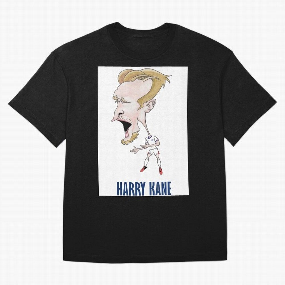 Harry Kane Caricature Print Oversized T-Shirt Honor FIFA World Cup 2026 USA Canada Mexico for Fans of Messi, Neymar and Mbappe and England, Bringing Football History, Final Match Energy, Crowd Noise and Once in a Lifetime Moments; Perfect for
