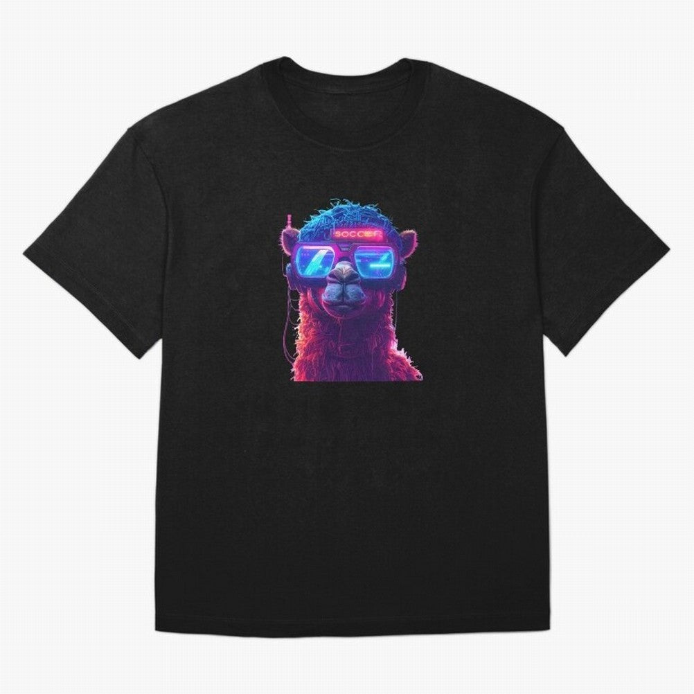 Cyberpunk Llama with Neon Soccer Vibes Oversized T-Shirt Carry National Pride through the FIFA World Cup 2026 Group Stage Journey through Messi, CR7 and Mbappe Highlights, England, France and Netherlands Pride, Global Supporter Spirit, Legendary