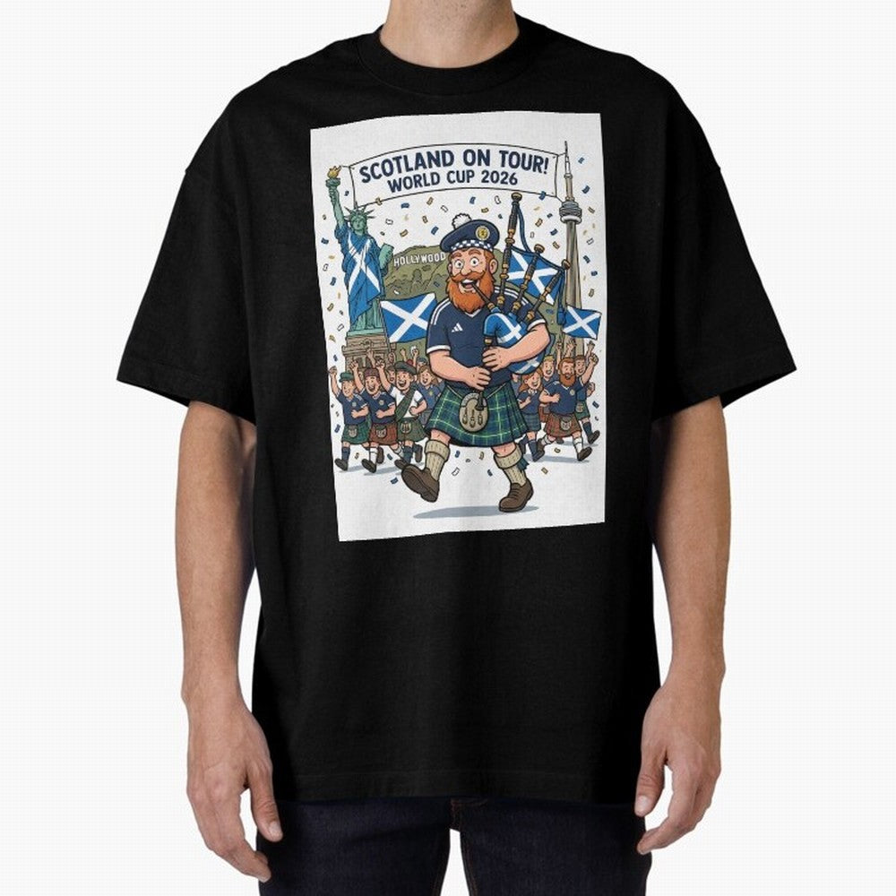World Cup 2026 Tour Oversized T-Shirt Follow the Road to Match Day Hype around FIFA World Cup 2026 USA Canada Mexico, Messi, CR7 and Mbappe, France and Portugal, Supporter Pride, Iconic Celebrations, Legendary Names and Global Match Day Energy;
