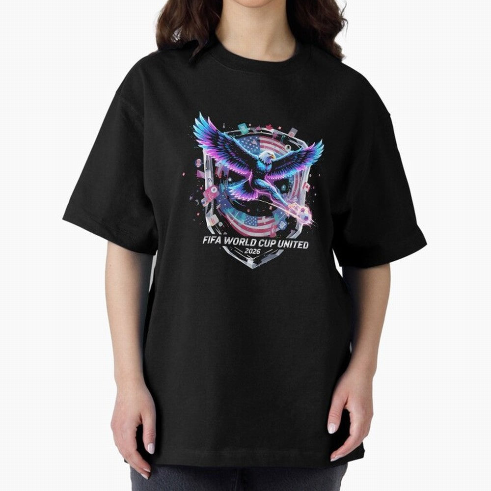 FIFA World Cup 2026 United Eagle Soccer Art T-Shirt_86867742 Oversized T-Shirt Carry the Colors and Pride of Global Football Passion for FIFA World Cup 2026, Connected to Mbappe and Neymar, France and Portugal, Match Day Excitement, Supporter