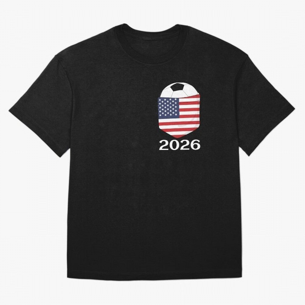 Soccer 2026 USA in the breast pocket Oversized T-Shirt Bring Retro Soccer Energy to Global Football Passion for FIFA World Cup 2026, Built around Neymar, Haaland and Cristiano Ronaldo, Spain and Netherlands, Fan Favorite Moments, National Team