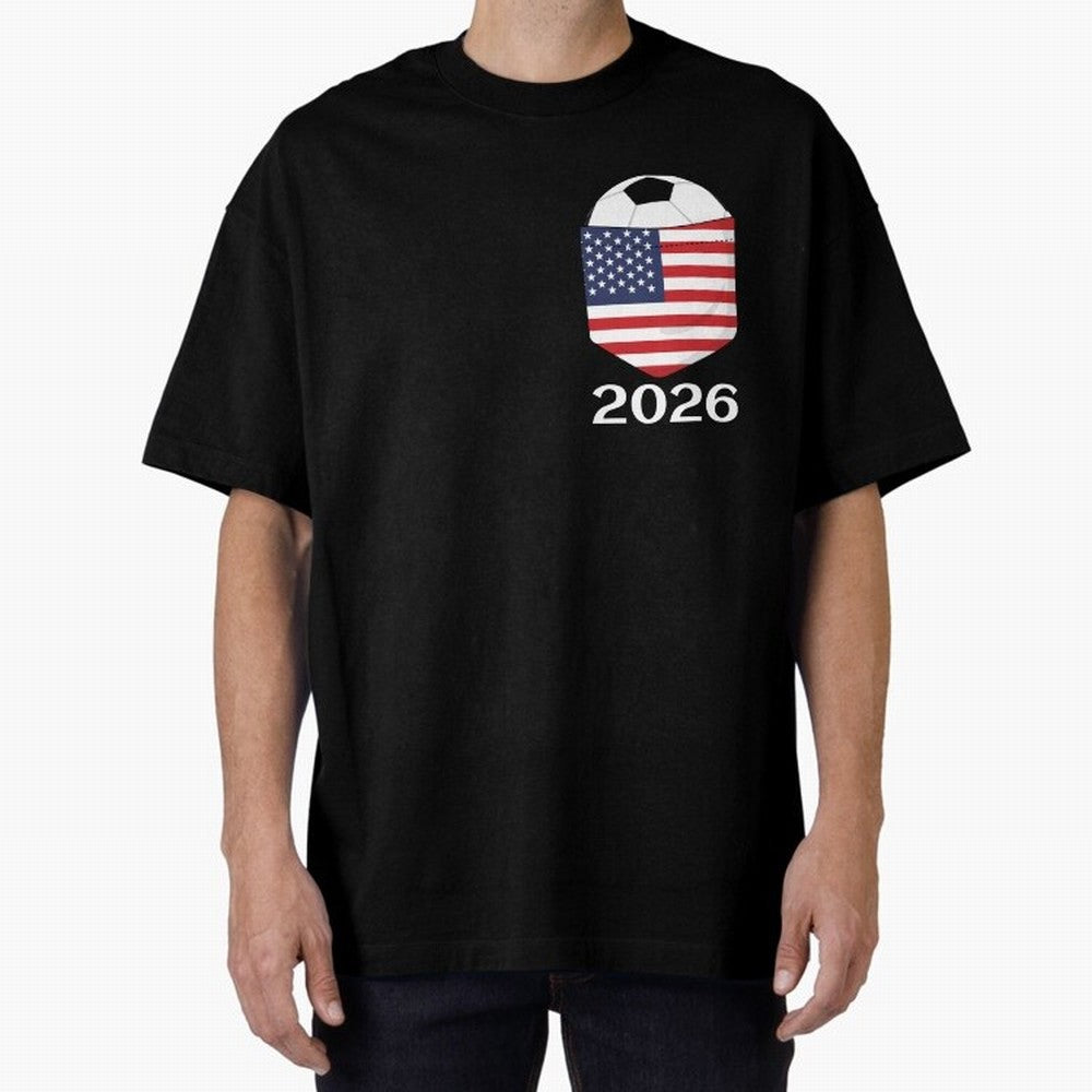 Soccer 2026 USA in the breast pocket Oversized T-Shirt Bring Retro Soccer Energy to Global Football Passion for FIFA World Cup 2026, Built around Neymar, Haaland and Cristiano Ronaldo, Spain and Netherlands, Fan Favorite Moments, National Team