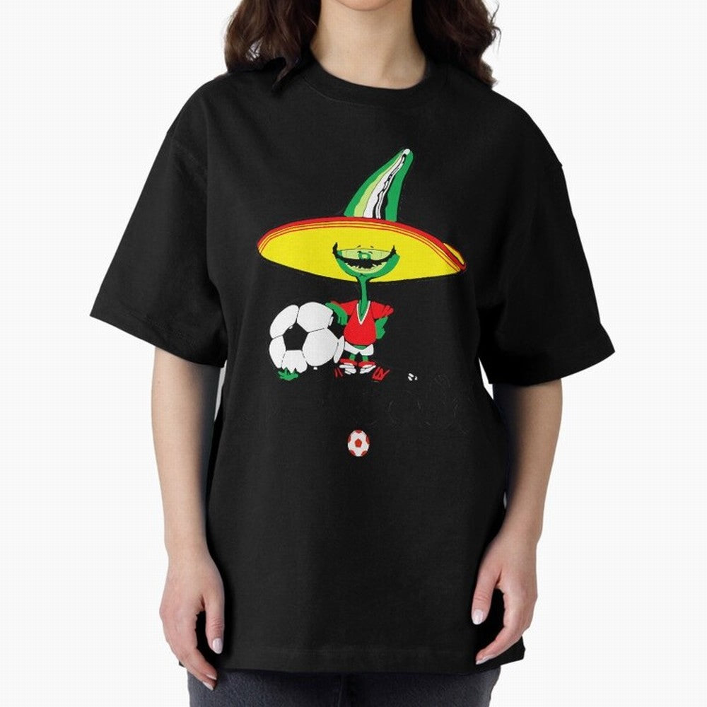 Mexico 86 Oversized T-Shirt Capture Stadium Memories from the FIFA World Cup 2026 Group Stage Journey through Messi and Cristiano Ronaldo Highlights, Spain Pride, Retro Football Energy, Iconic Rivalries, Trophy Chase Drama and Stadium Atmosphere;