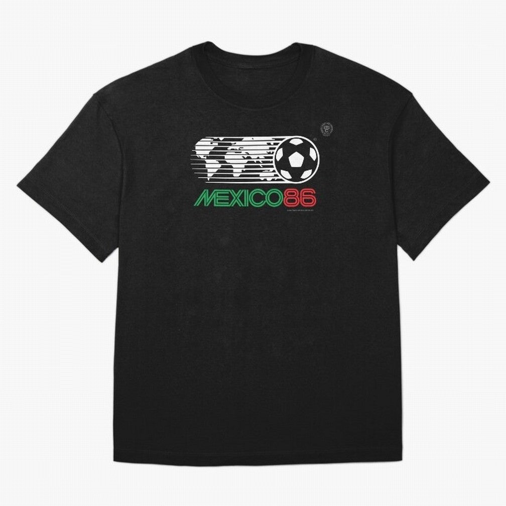 Mexico 86 Logo Tribute ¨C Retro Soccer World Cup Inspired Graphic | Vintage Mexican Football Art | Ruben Santiago Creative Oversized T-Shirt Bring World Football Passion into FIFA World Cup 2026 USA Canada Mexico for Fans of Messi and Cristiano