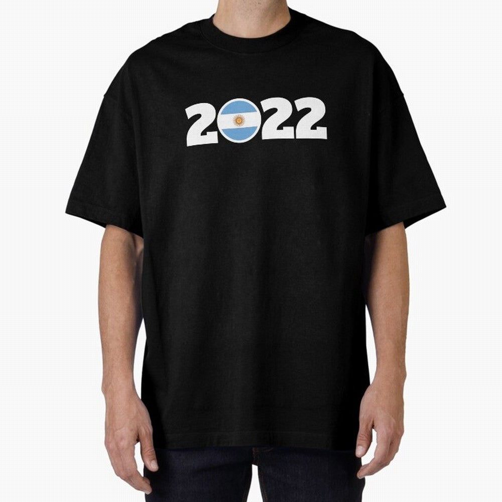 Argentina 2022 World Champions Three Stars Oversized T-Shirt Celebrate the Road through FIFA World Cup 2026 Group Stage Spirit, Connected to Argentina, France and Brazil, Cristiano Ronaldo, Haaland and CR7, Worldwide Fan Energy, Dramatic Goals,