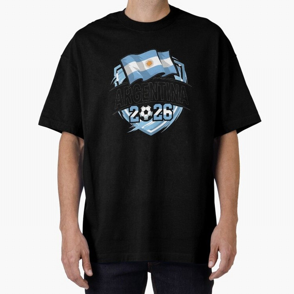 ARGENTINA World Cup 2026 Poster ¨C ARGENTINA Football Oversized T-Shirt Relive the FIFA World Cup 2026 USA Canada Mexico Journey through Neymar, Haaland and Cristiano Ronaldo Highlights, France and Portugal Pride, Global Supporter Spirit, Legendary