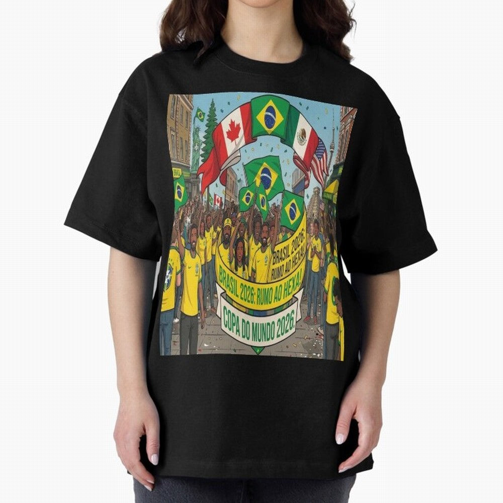 Brazil World Cup 2026 Oversized T-Shirt Celebrate the Biggest Stage of FIFA World Cup 2026 Group Stage for Fans of Cristiano Ronaldo, Haaland and CR7 and Portugal, Bringing Championship Spirit, Famous Goals, Roaring Crowds and International