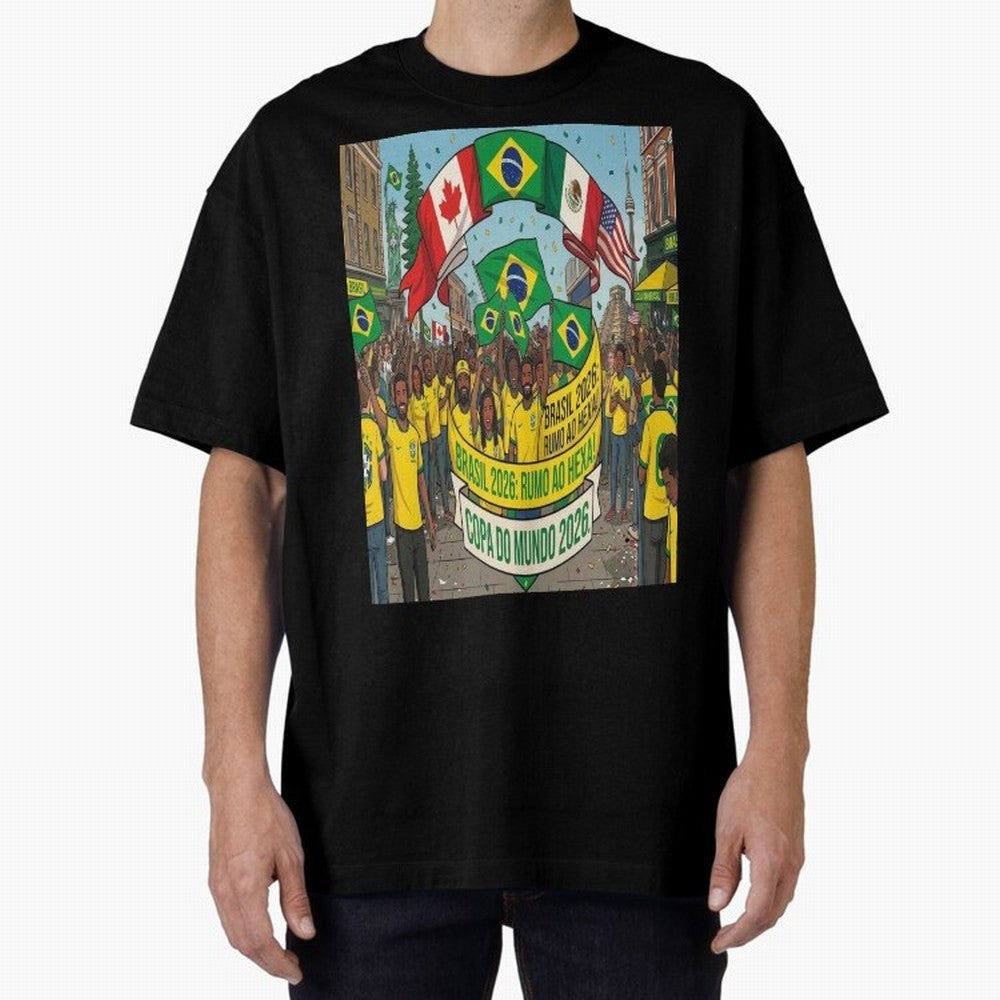 Brazil World Cup 2026 Oversized T-Shirt Celebrate the Biggest Stage of FIFA World Cup 2026 Group Stage for Fans of Cristiano Ronaldo, Haaland and CR7 and Portugal, Bringing Championship Spirit, Famous Goals, Roaring Crowds and International