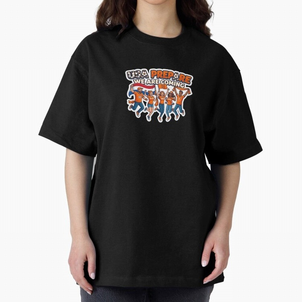 Netherlands Soccer Fans 2026 Sticker We Are Coming Oversized T-Shirt Celebrate the Stars of Global Football Passion for FIFA World Cup 2026 USA Canada Mexico, Inspired by Haaland, Spain, Vintage Soccer Flavor, Modern Football Stars, National Flags