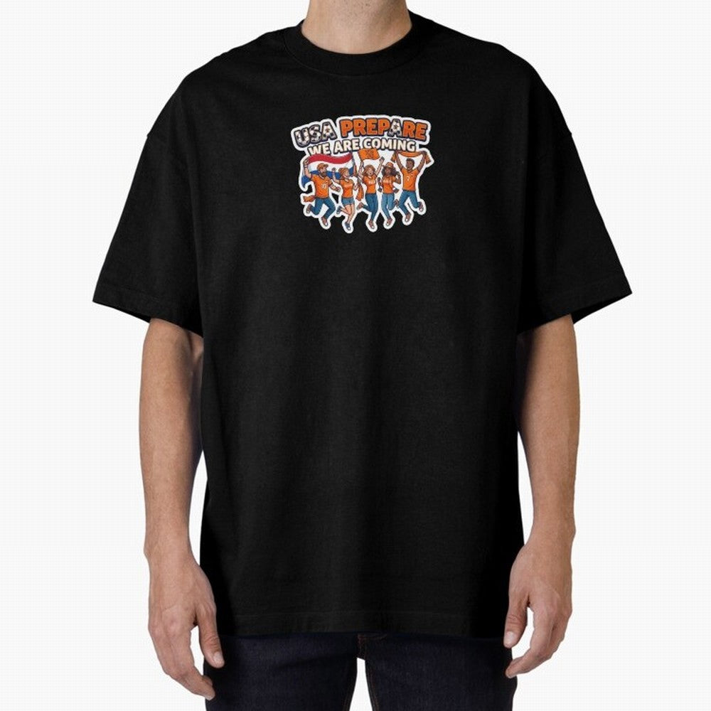 Netherlands Soccer Fans 2026 Sticker We Are Coming Oversized T-Shirt Celebrate the Stars of Global Football Passion for FIFA World Cup 2026 USA Canada Mexico, Inspired by Haaland, Spain, Vintage Soccer Flavor, Modern Football Stars, National Flags